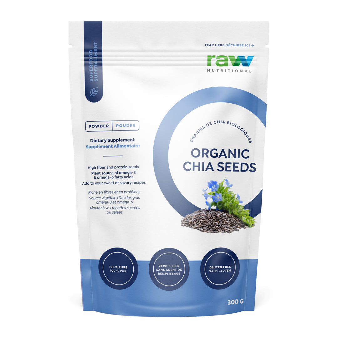 Graines de chia biologiques pures et nutritionnelles crues (300 g) 