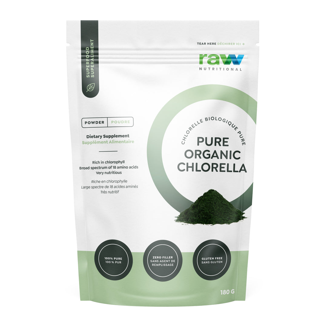 Chlorelle biologique pure et nutritionnelle crue (180 g) 