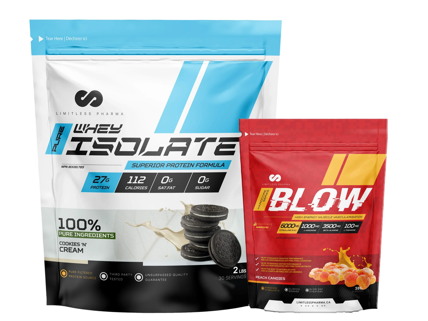 { Limitless Essential Stack } Limitless Pure Whey Isolate (2lbs) + Limitless Pharma Blow (50 Servs)